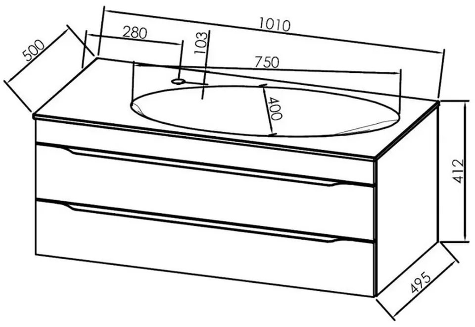 Set dulap baie 101 cm, finisaj stejar cu lavoar inclus din compozit Kolpasan Malaya Stejar natur
