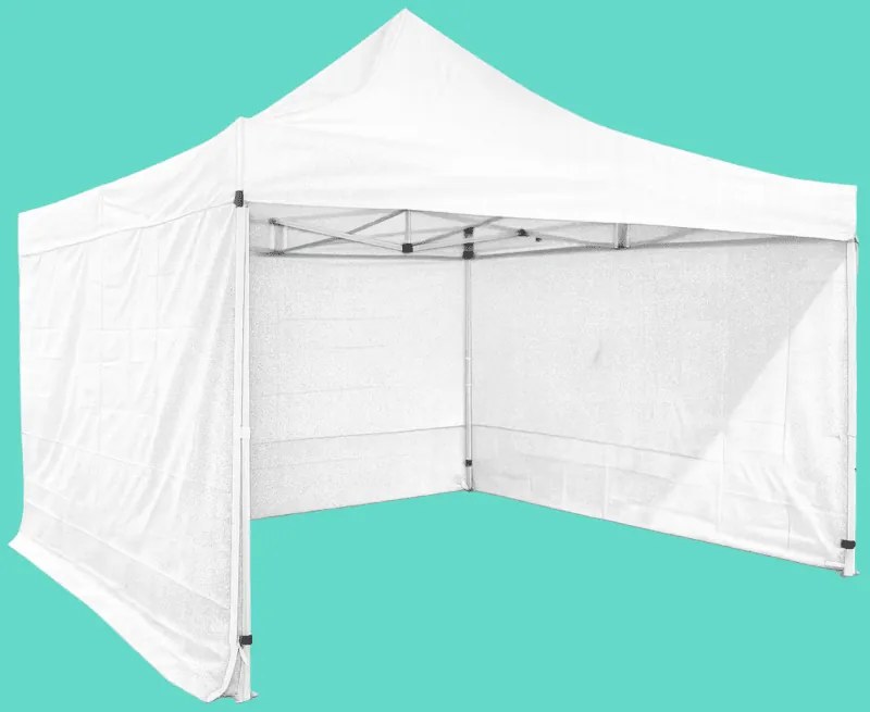 Cort pliabil 4×4 m – hexagonal din aluminiu, Alb
