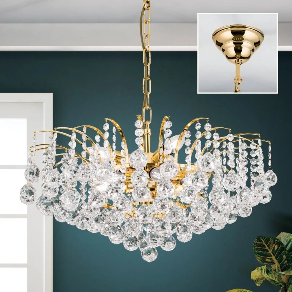 Candelabru cristal Asfour design lux KRISTALL KLASSISCH 9L gold/clear