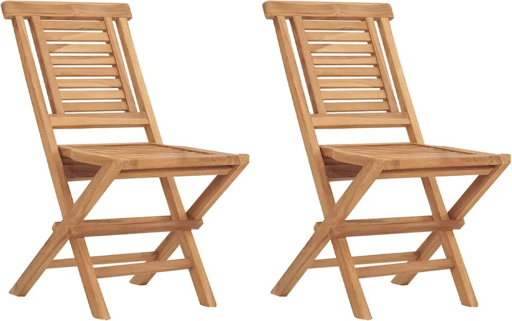 vidaXL Scaune de grădină pliante, 2 buc, 47x63x90 cm, lemn masiv tec