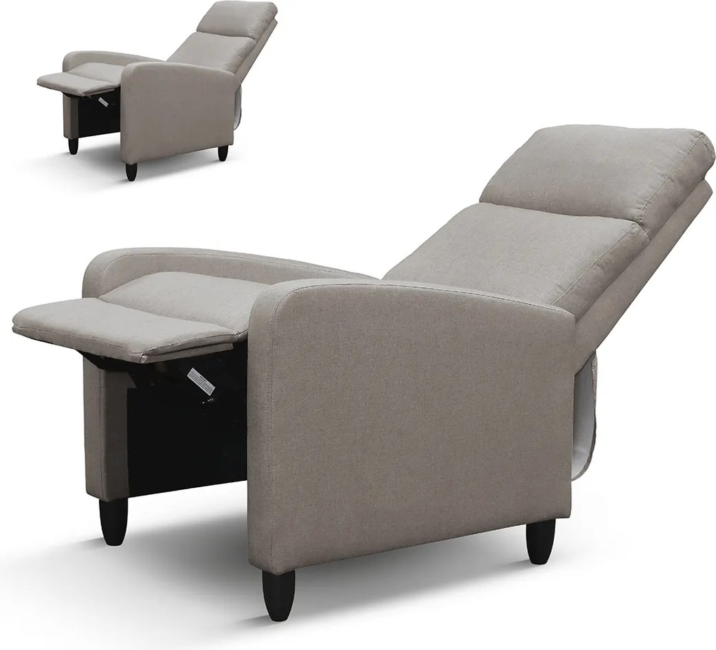 Fotoliu recliner Anna, țesătură, cadru metalic - GRI