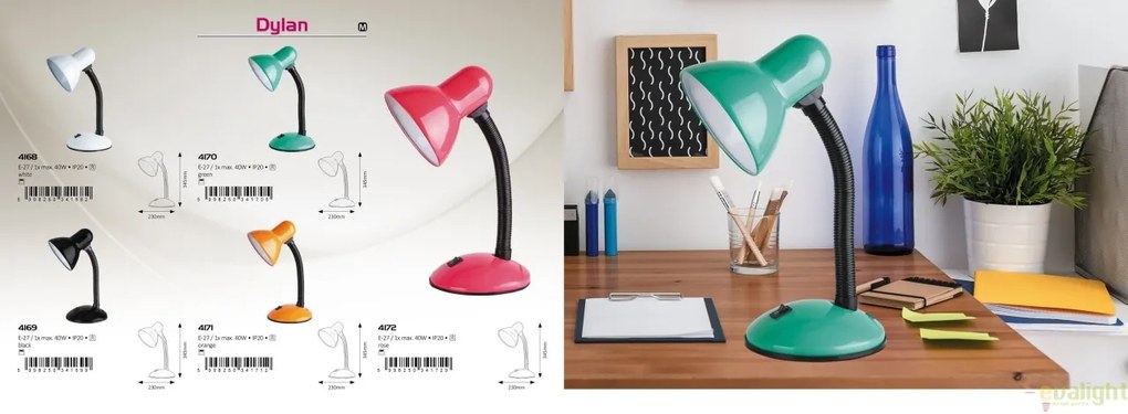 Veioza, Lampa de birou, finisaj alb, Dylan 4168 RX