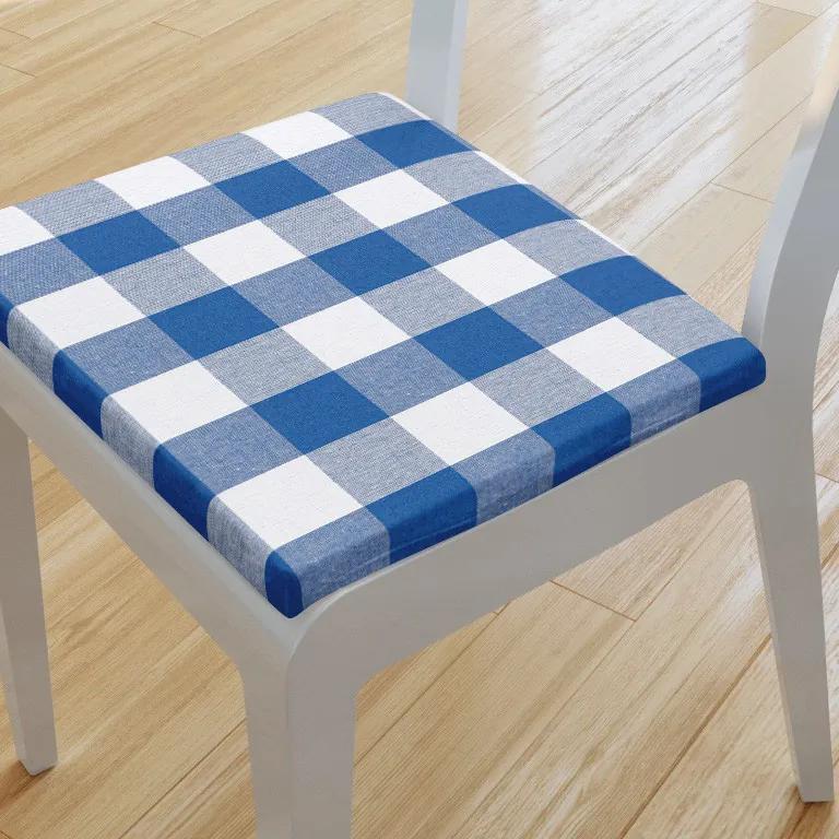 Goldea pernă pentru scaun 38x38 cm - kanafas - carouri mari albastre și albe 38 x 38 cm