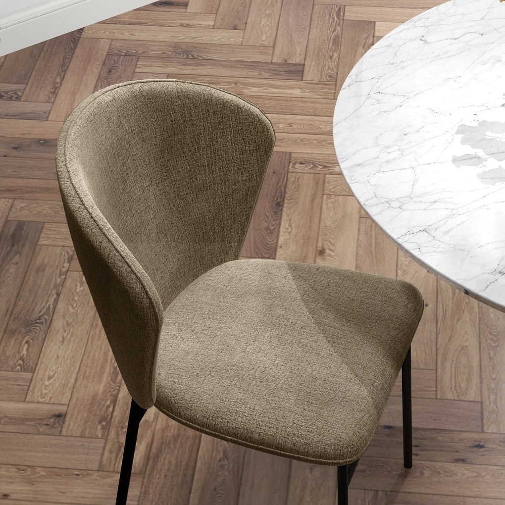 HOMCOM Scaun de masă, Design contemporan și elegant, Material textil cu efect de in, Oțel, 52 x 55 x 80 cm, Maro deschis | Aosom Romania