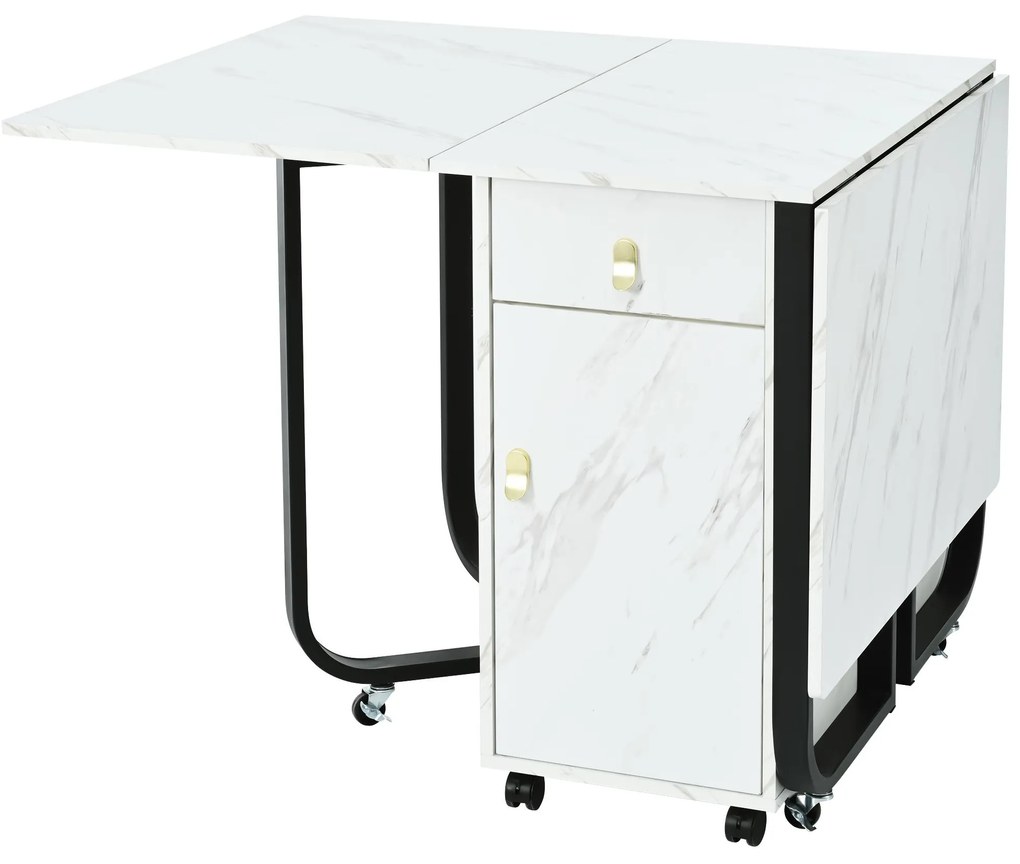 Masă de bucătărie versatilă și pliabilă, Alb+Negru | Aosom Romania