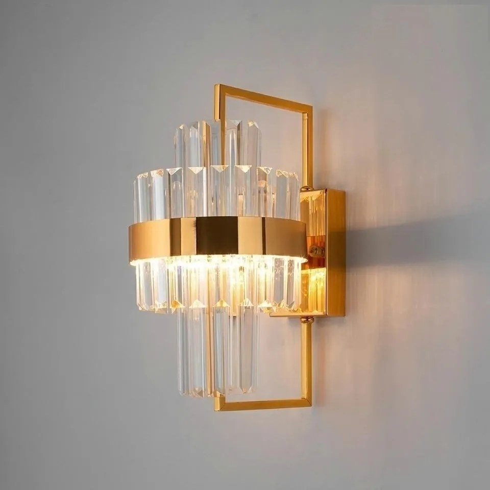 Aplica de perete LED, Metal Auriu, Cristale de Sticla, Empero