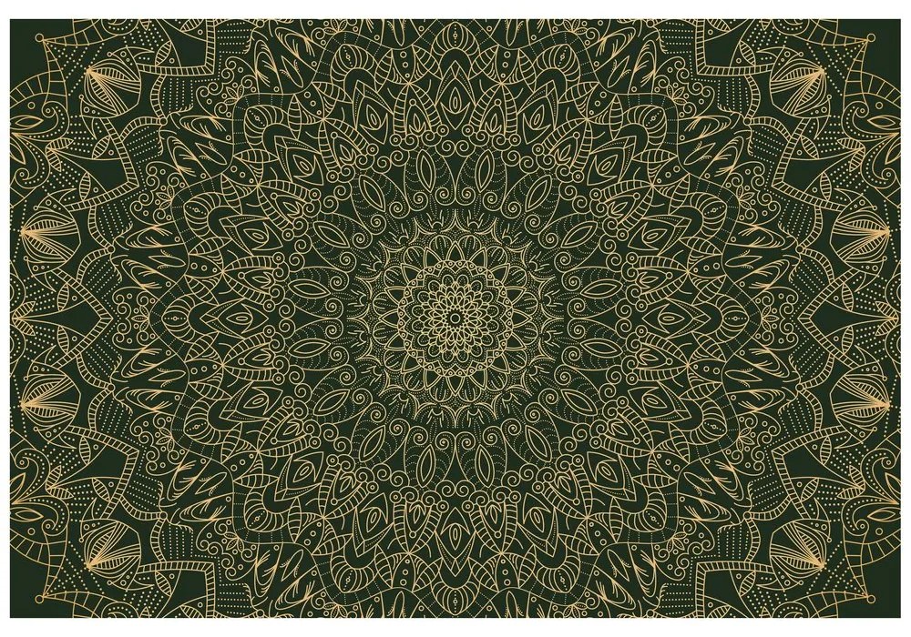 Tapet autoadeziv Mandala decorativă detaliată în  culoare verde