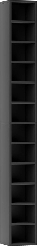 HOMCOM Dulap Suport Cd Da Perete Con 12 Polițe In Lemn 21x20x175cm Negru | Aosom Romania