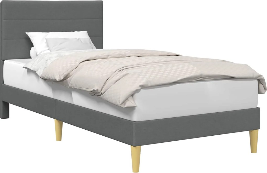 vidaXL Cadru de pat cu headboard Gri închis 100 x 200 cm țesătură