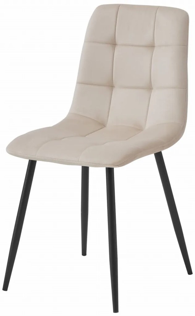 Scaun catifea bej KARA cu picioare negre