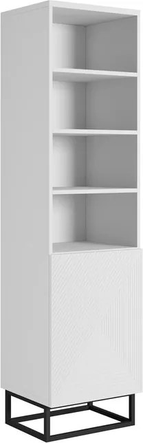 Bibliotecă Asha 50 cm pe soclu de metal - alb mat