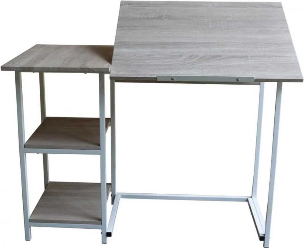 Birou pentru copii Novokids™ Study desk, Cadru metalic, Cu 3 polite incluse, Dimensiuni 110x55x75 cm, Pentru carti si caiete, Natur