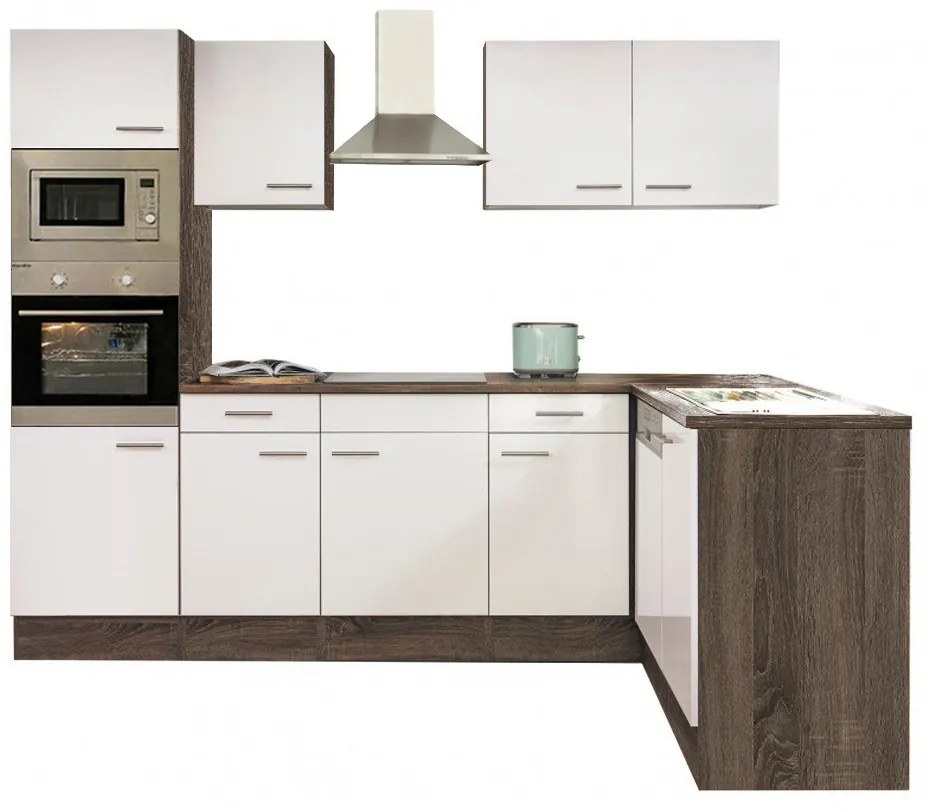 Corp de bucătărie de colț Yorki 280, corp din stejar Yorki, cu față alb satinat