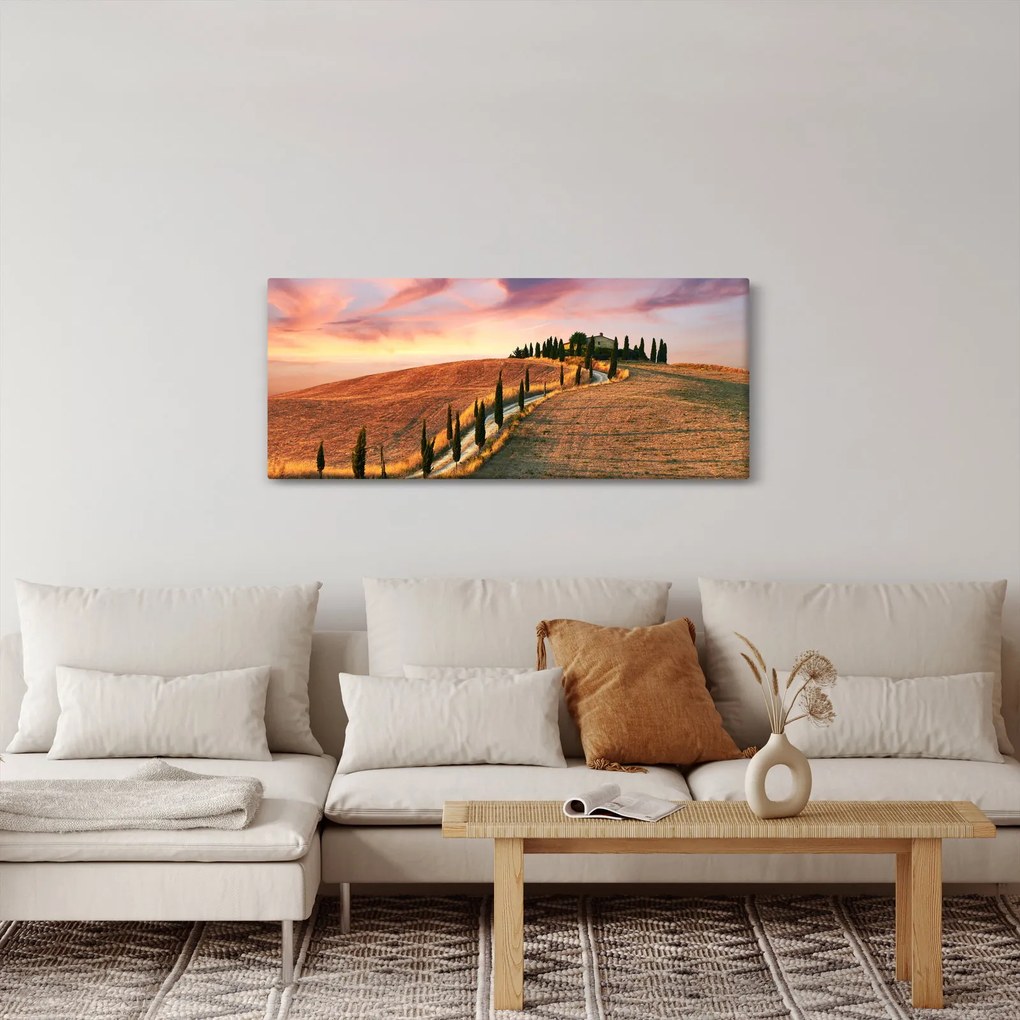 Tablou - Casa pe deal Toscana, Italia (120x50 cm)