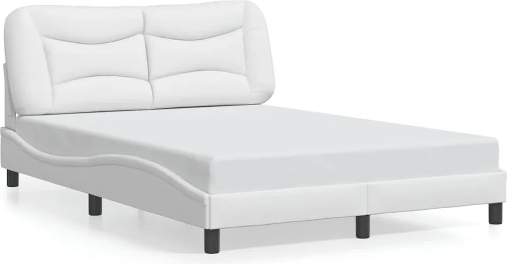 vidaXL Cadru de pat fără saltea, Hvar, alb, 120x200 cm, piele ecologică