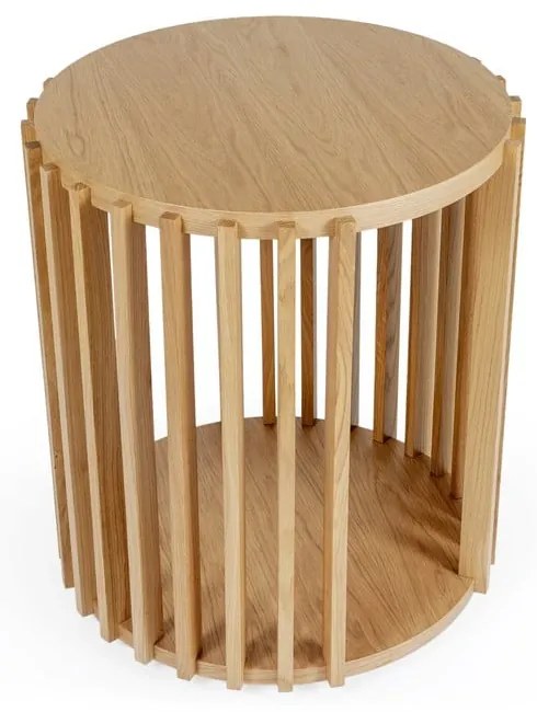 Măsuță auxiliară din lemn de stejar Woodman Drum, ø 53 cm