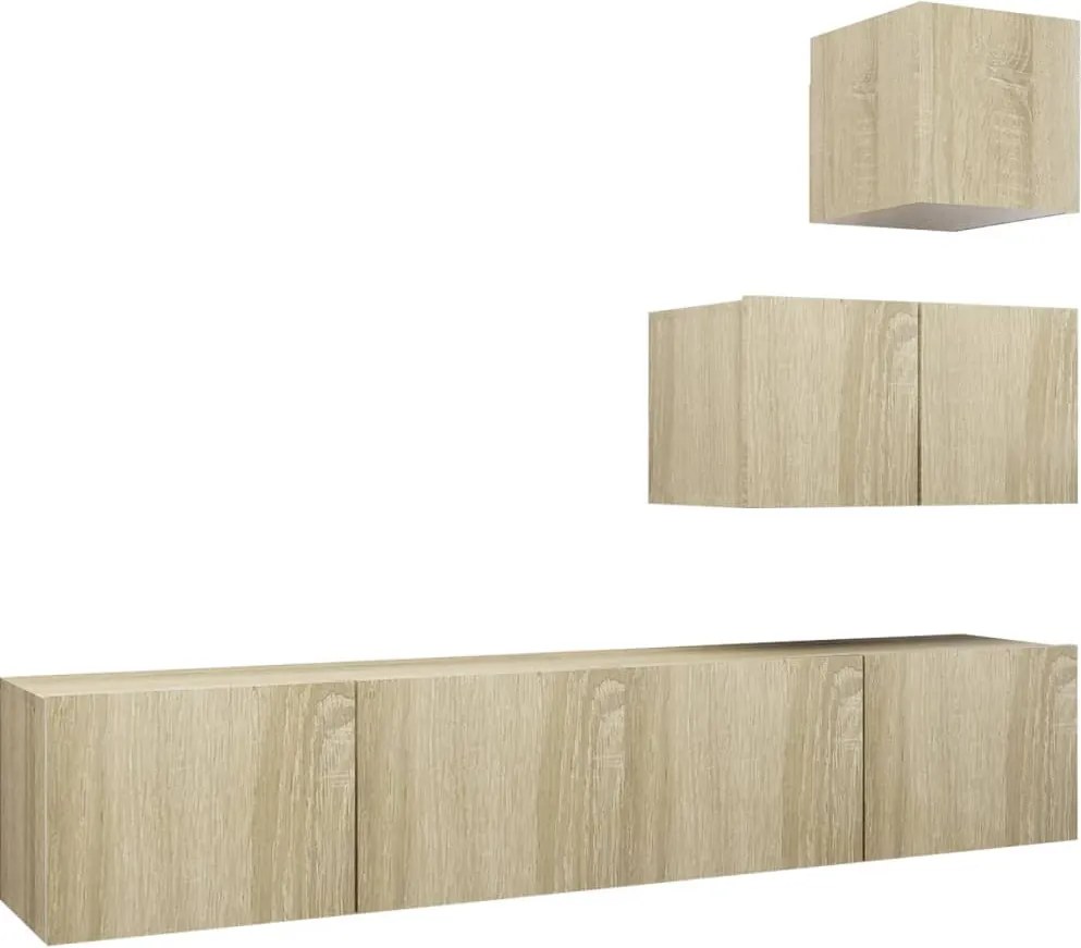 vidaXL Set dulapuri TV, 4 piese, stejar sonoma, lemn prelucrat