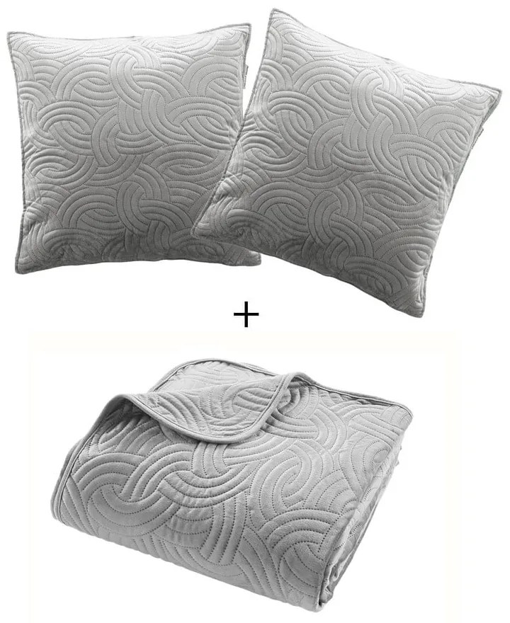 Set cuvertură și față de pernă gri din catifea 240x260 cm Solange – douceur d'intérieur