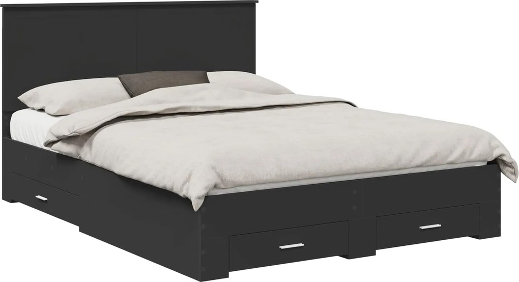 vidaXL Cadru de pat Negru și argintiu 150 x 200 cm Lemn compozit