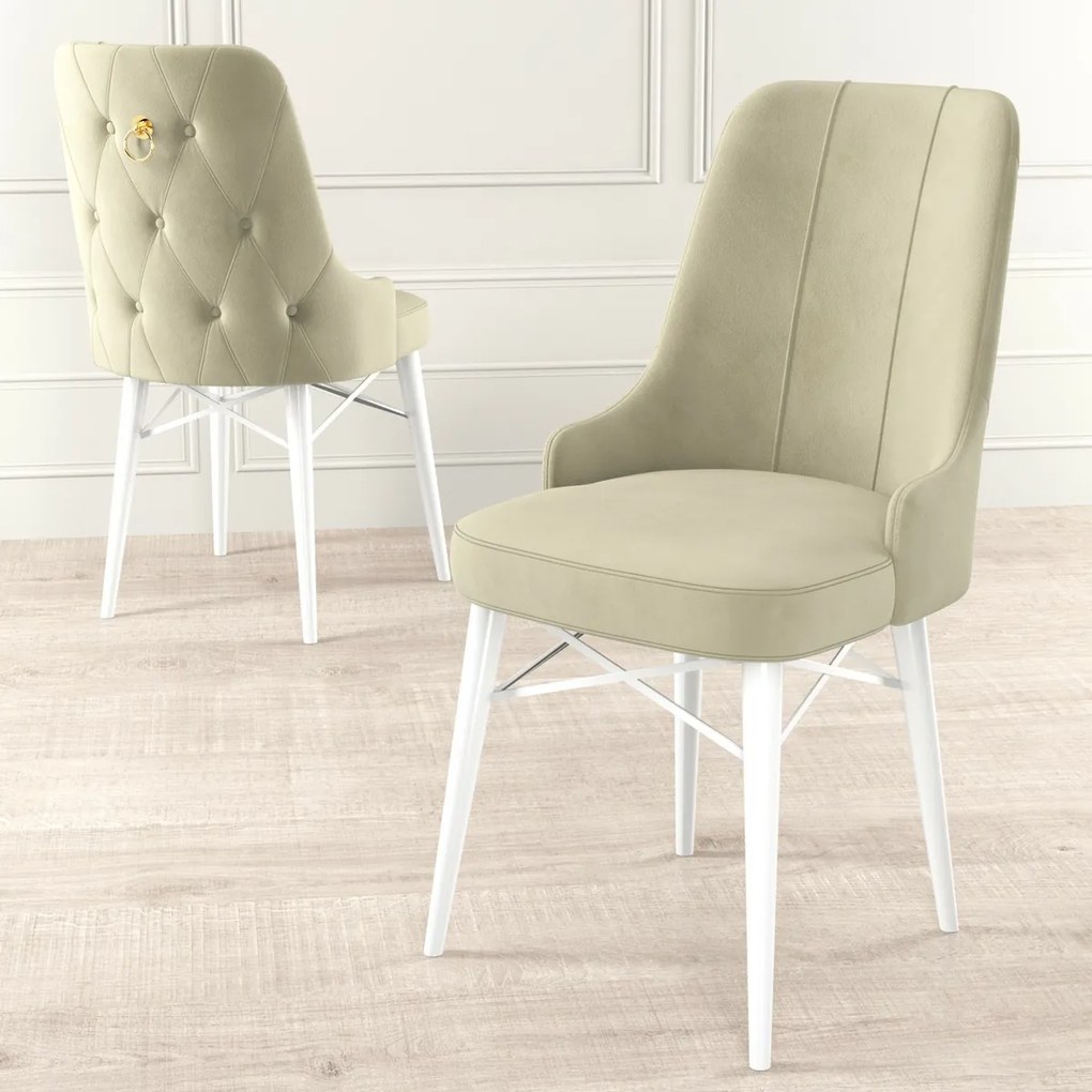 Set de scaune de sufragerie Pare Cream and White,6 buc.
