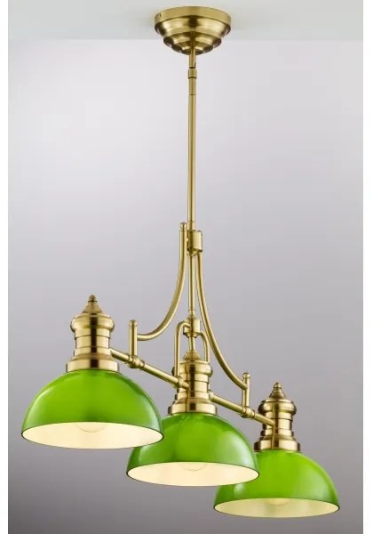Lustră cu tijă PLATINO Jupiter 2074, 3xE27/15W/230V, verde/auriu