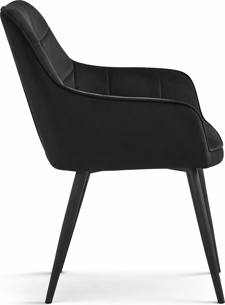 Fotoliu de sufragerie VARSI VELVET cu picioare negre, negru