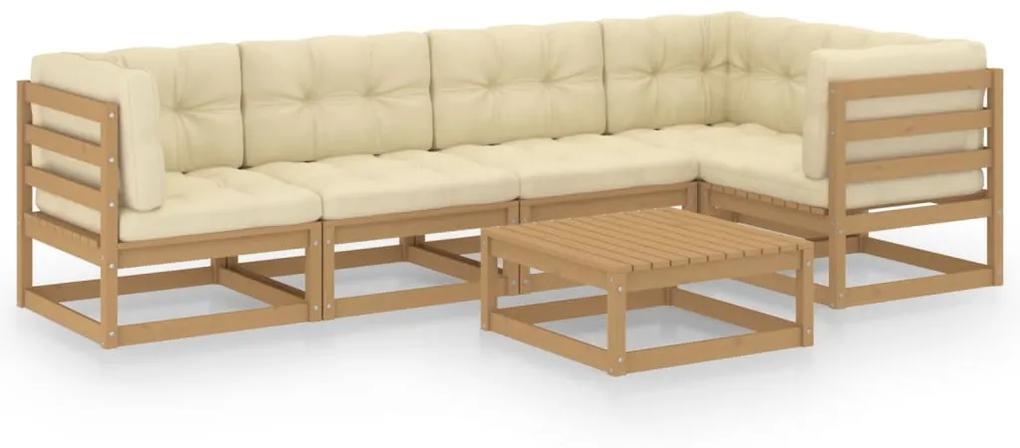 3076612 vidaXL Set mobilier de grădină cu perne, 6 piese, lemn masiv pin