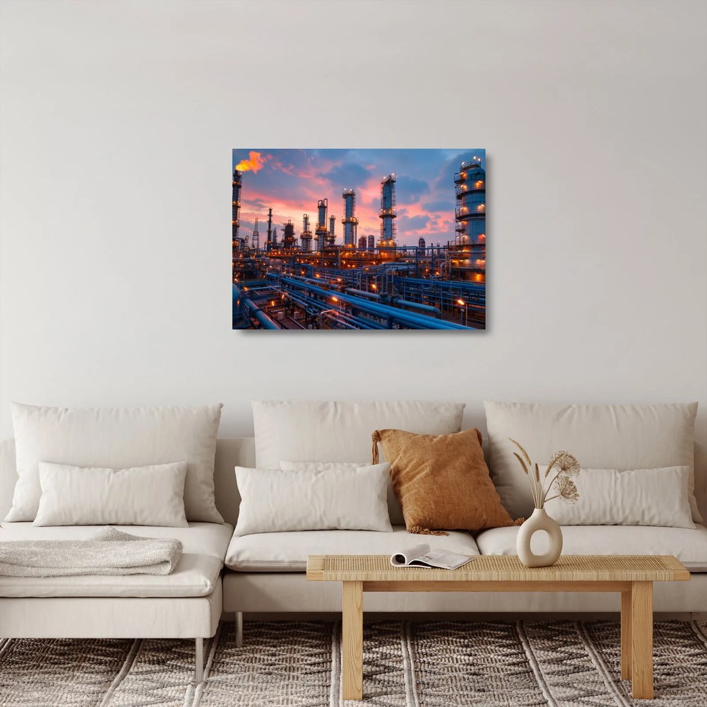 Tablou pe sticlă - Instalație industrială (70x50 cm)