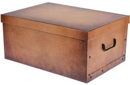 EH Cutie de depozitare cu capac Design din piele, maro deschis