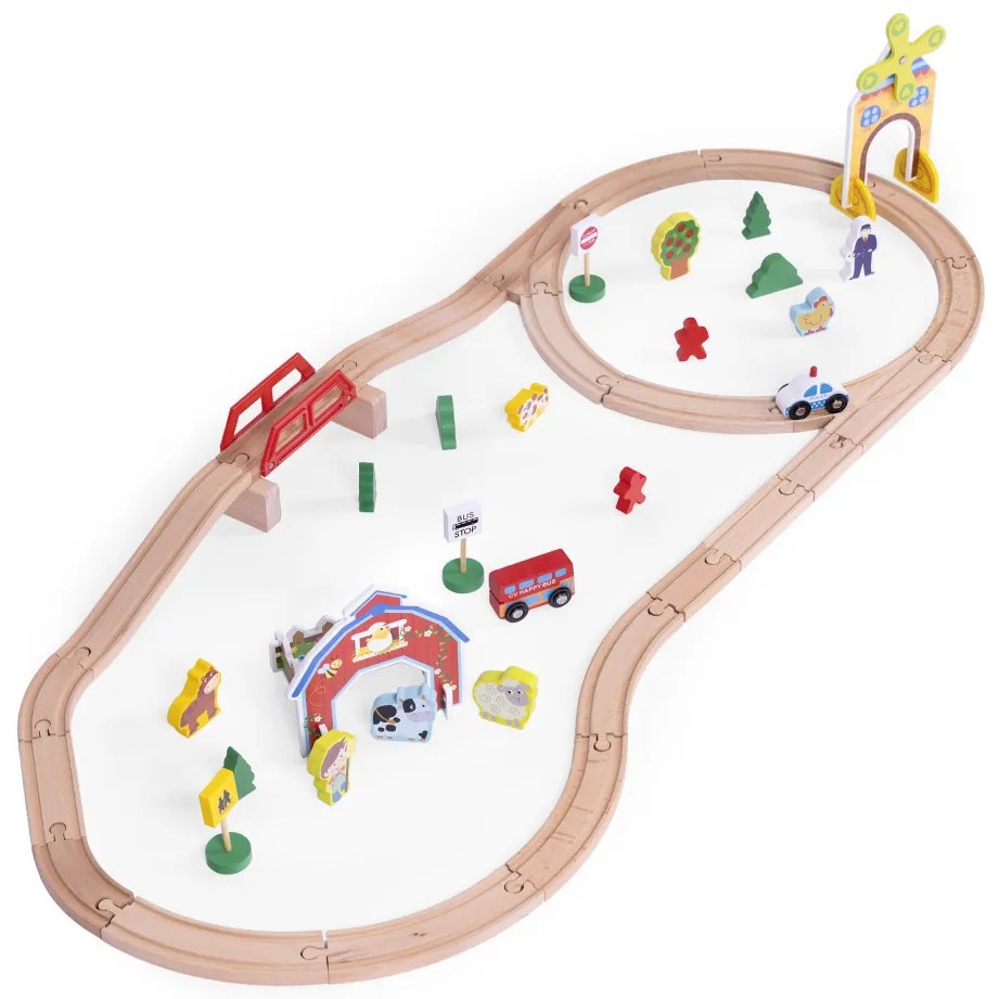 Set de trenuri agricole din lemn 53 de piese