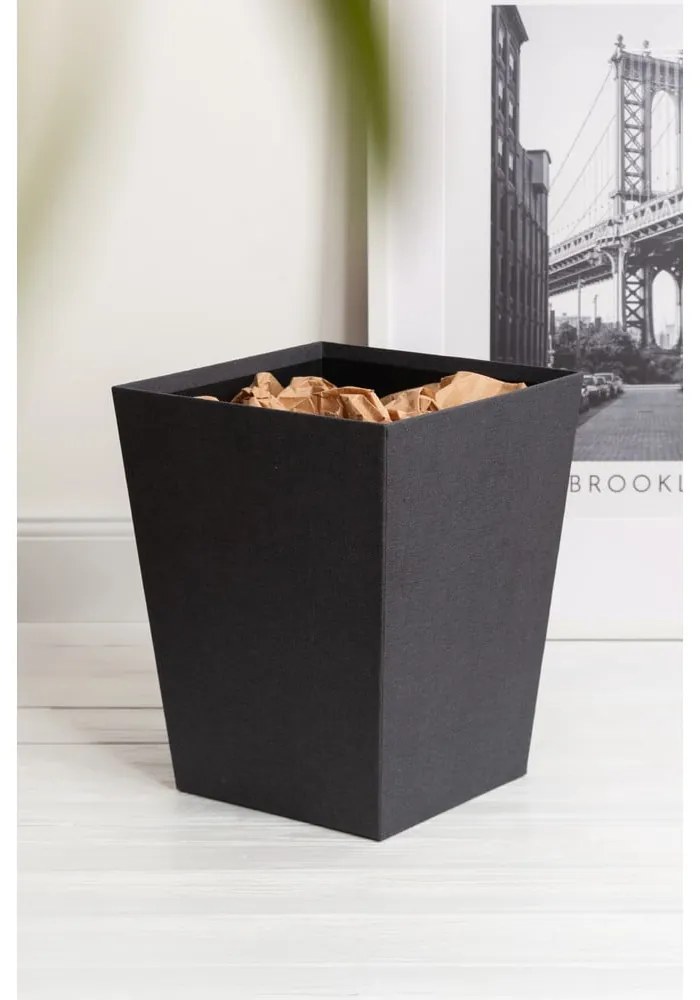 Coș de gunoi negru pentru birou Sofia Canvas Paper Laminate – Bigso