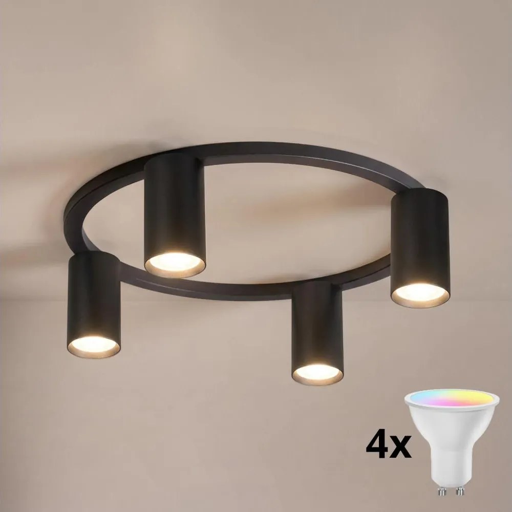 Brilagi - Plafonieră LED RGBW reglabilă SELE 4xGU10/6,5W/230V neagră