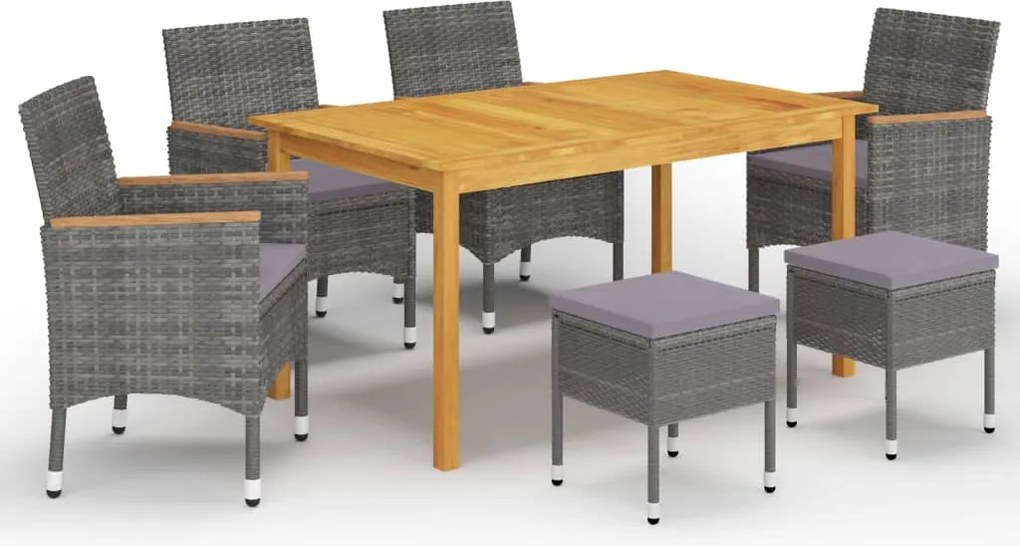 vidaXL Set mobilier de grădină, 7 piese, gri