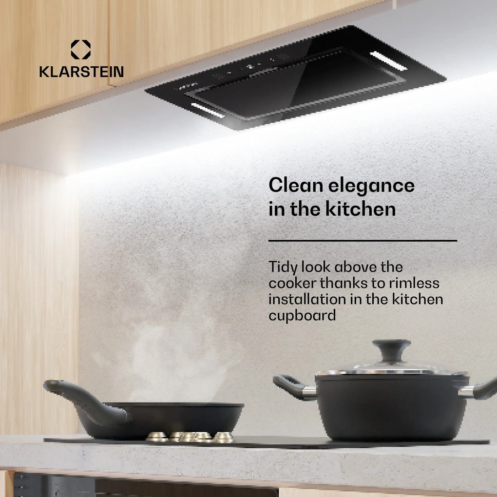 Klarstein Hektor Eco, hotă, 52 cm, 466 m³/h, control tactil, sticlă