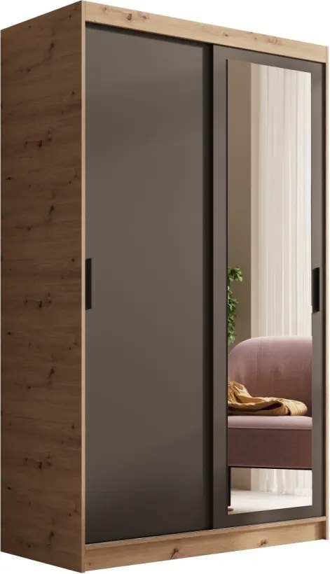 Dulap cu usi glisante si oglinda, 120x60x205 cm, Hailey 120, ADRK Furniture (Culoare: Alb / Alb)