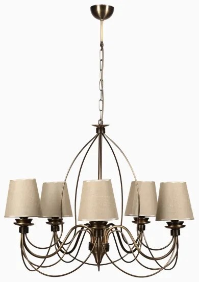 Candelabru CLASSIC cu lanț, 5xE14/40W/230V, bronz/bej