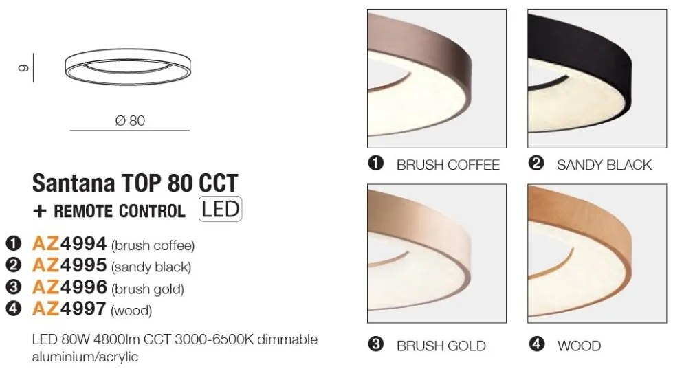 Lustra LED cu telecomanda design slim SANTANA TOP 80 CCT GO