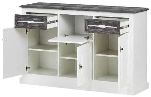 Bufet Cu 2 Usi Si 2 Sertare Cabana Alb Si Antracite, 142.7 Cm