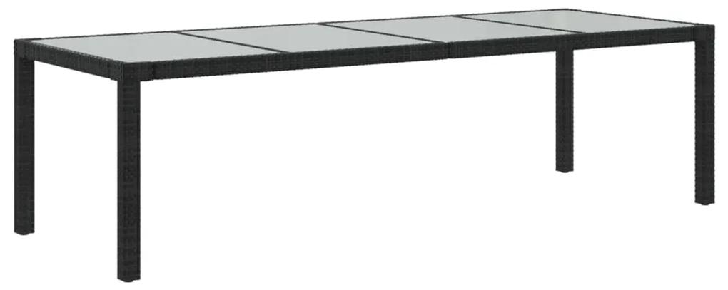 Set mobilier de exterior cu perne, 9 piese, negru, poliratan Alb si negru, Lungime masa 250 cm, 9