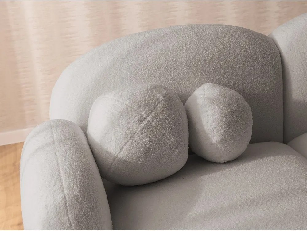 Colțar gri cu tapițerie din țesătură bouclé (cu colț pe partea stângă/cu șezlong) Orbit – Ropez