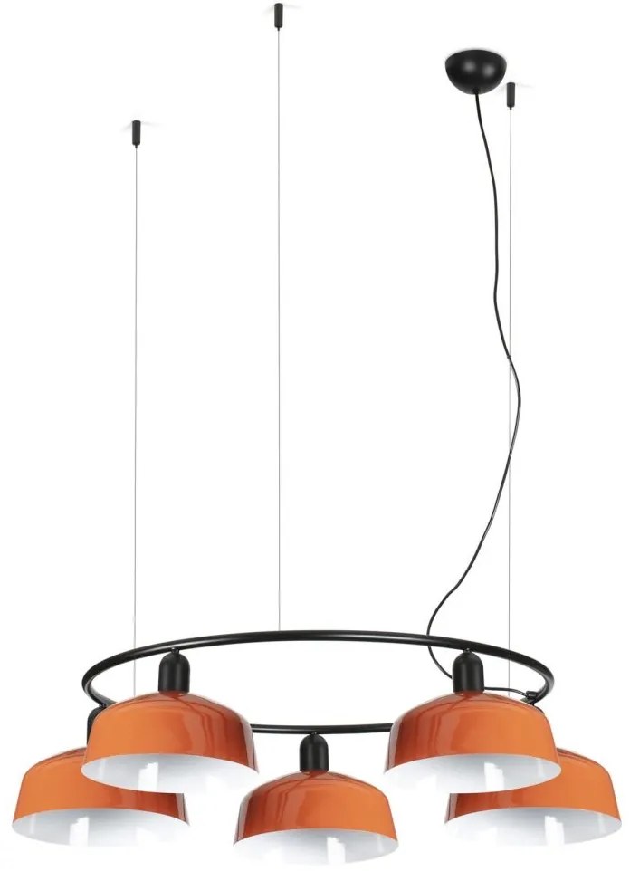 Lustra suspendata metal TATAWIN M 5L negru, orange
