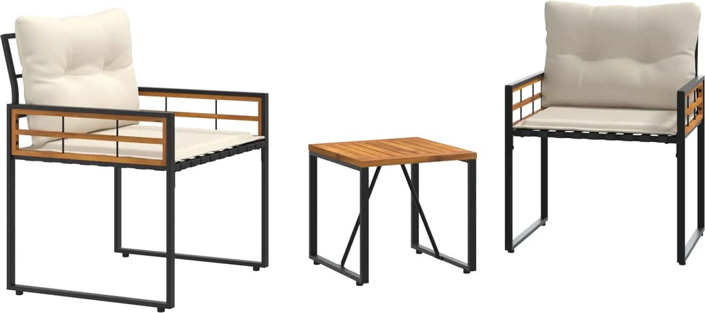 vidaXL Set de Mobilier pentru Exterior cu pernă 3 pcs Crem