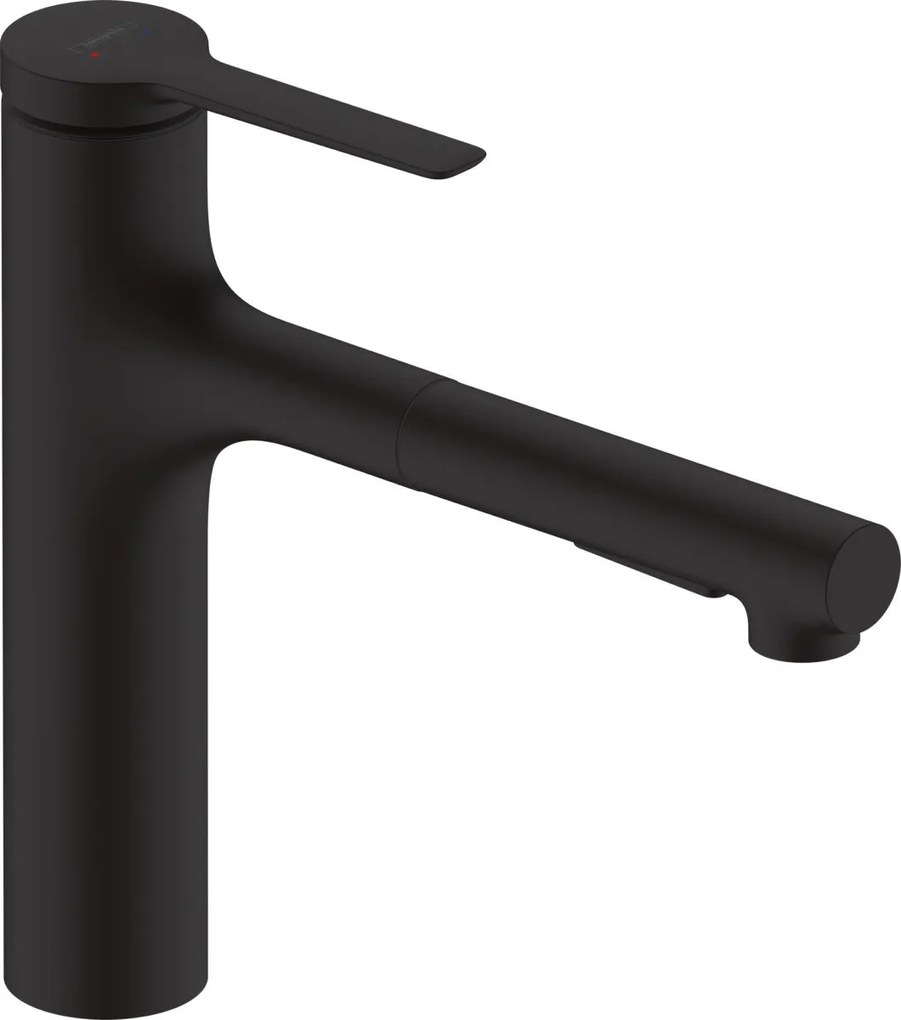 Baterie bucatarie Hansgrohe Zesis M33 160, dus extractibil, pivotanta, 2 jeturi, negru mat - 74801670