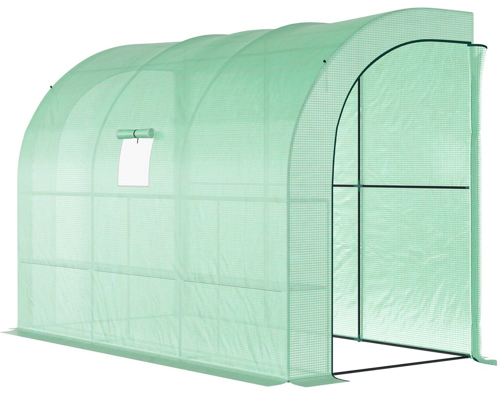 Outsunny Sera, Sera de gradina cu acoperire din plastic, rezistenta la UV, 3 etaje, Usi cu fermoar, Verde | Aosom Romania