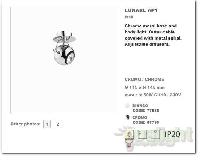 Aplica de perete,Plafonier reglabil LUNARE AP1 Cromo 066790