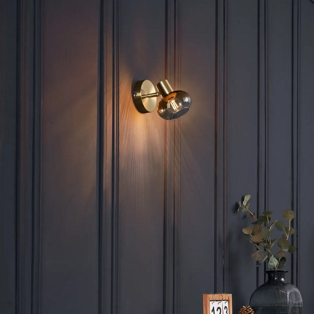 Spotlight modern auriu cu sticlă rotundă chihlimbar - Teddy