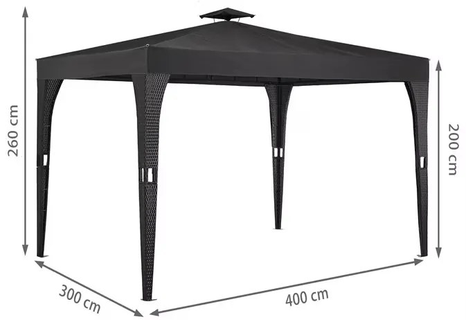 Deuba Pavilion ratan 3x4 m - antracit