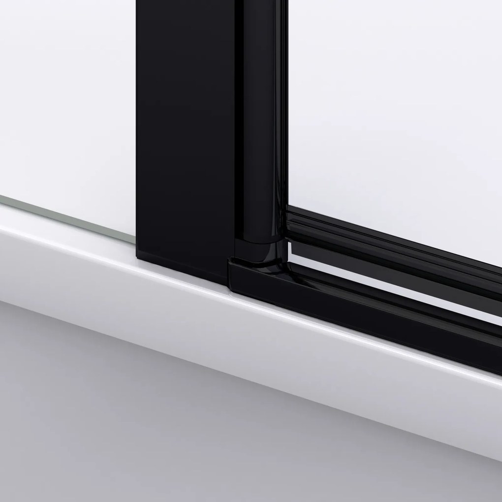 Usa culisanta de dus in nisa, 1400 mm, negru mat, doua elemente, Ronal Divera 1400 mm