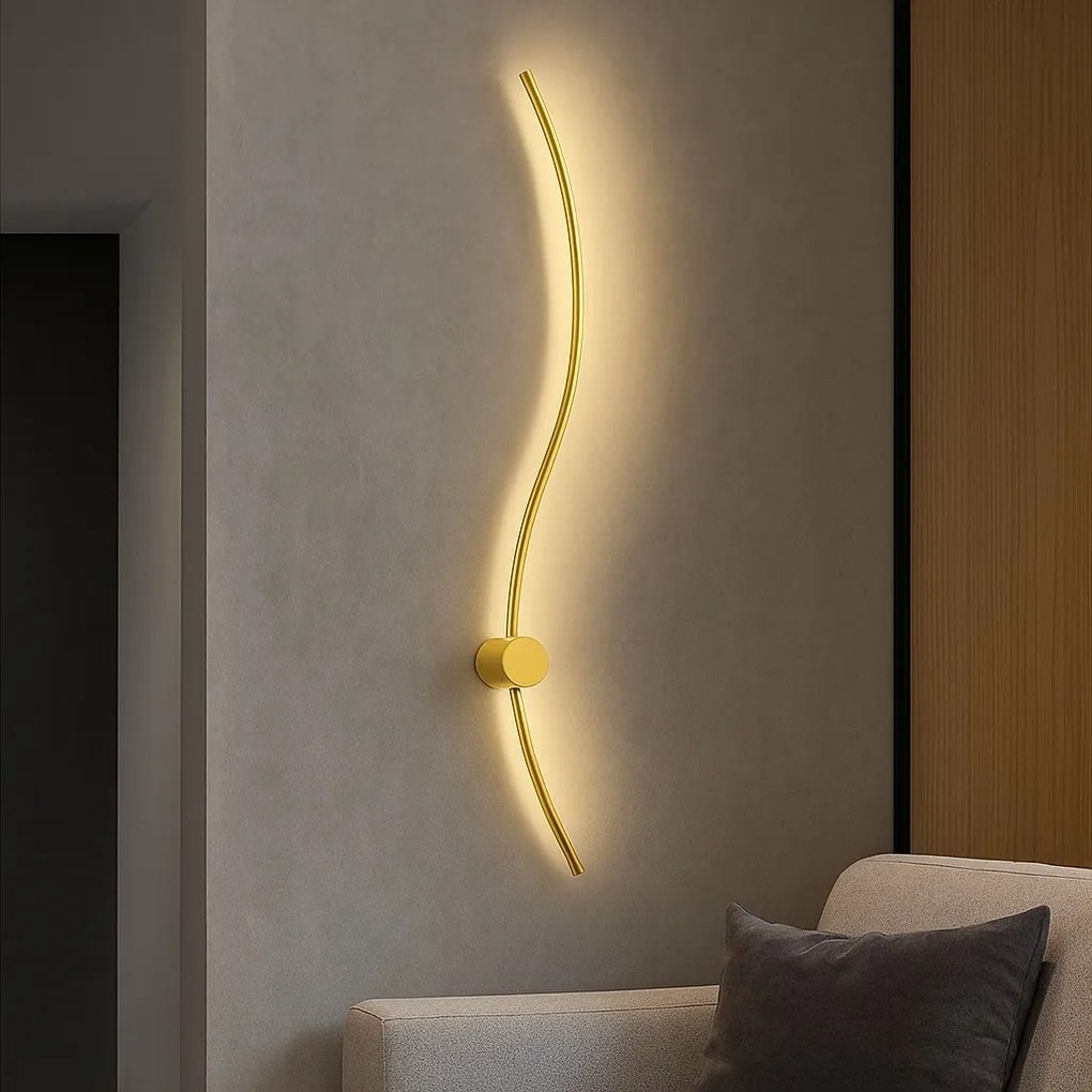 Aplica LED de perete, design ondulat, 38W, 1000 mm, temperatură reglabilă 3000K–6500K, gold – model 59093/1000