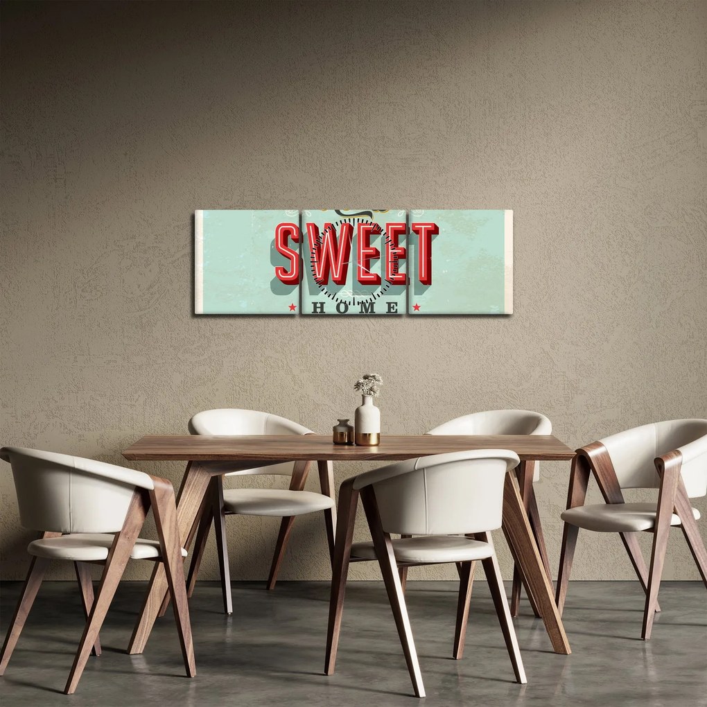Tablou - Home sweet home (cu ceas) (90x30 cm)
